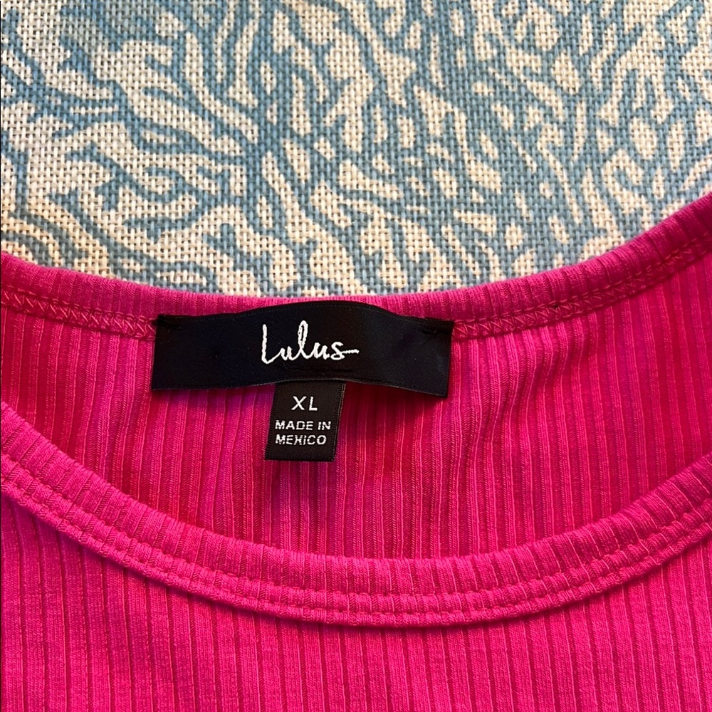 Lulu's Pink Ribbed Women's Top - Picture 2 of 4